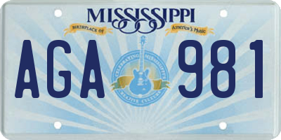 MS license plate AGA981