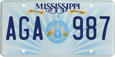 MS license plate AGA987