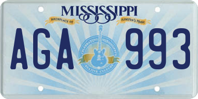 MS license plate AGA993