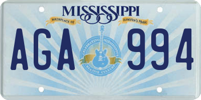 MS license plate AGA994