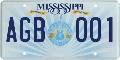 MS license plate AGB001
