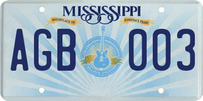MS license plate AGB003