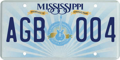 MS license plate AGB004