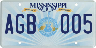 MS license plate AGB005
