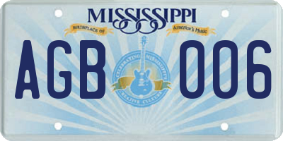 MS license plate AGB006
