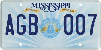 MS license plate AGB007