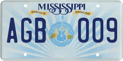 MS license plate AGB009