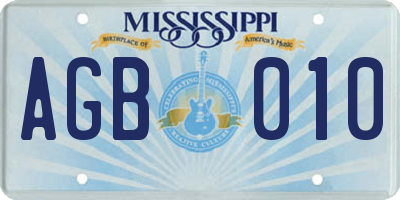 MS license plate AGB010