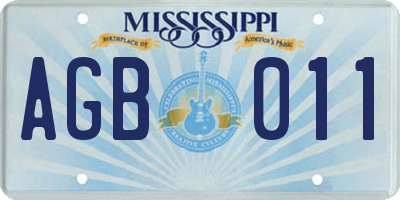 MS license plate AGB011
