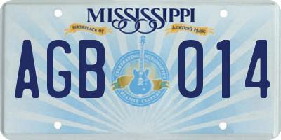 MS license plate AGB014