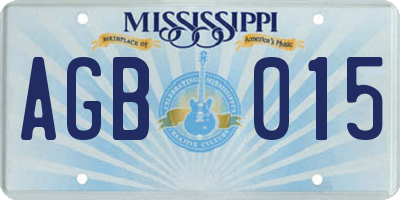 MS license plate AGB015