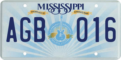 MS license plate AGB016