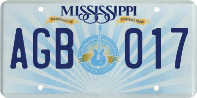 MS license plate AGB017