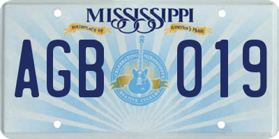 MS license plate AGB019