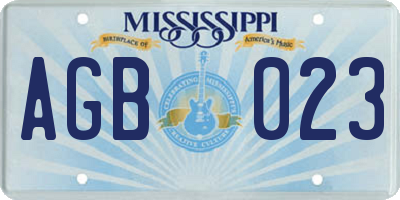 MS license plate AGB023