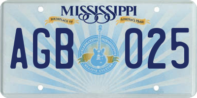 MS license plate AGB025