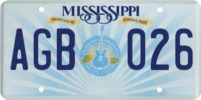 MS license plate AGB026