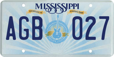 MS license plate AGB027