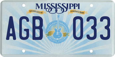 MS license plate AGB033