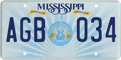 MS license plate AGB034