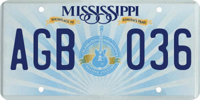 MS license plate AGB036
