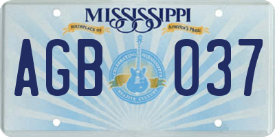 MS license plate AGB037