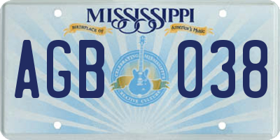 MS license plate AGB038