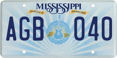 MS license plate AGB040