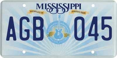 MS license plate AGB045