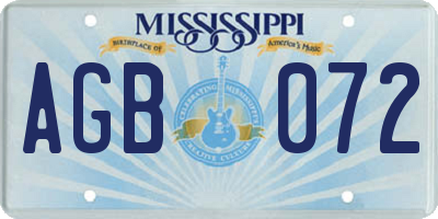 MS license plate AGB072