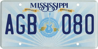 MS license plate AGB080