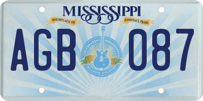 MS license plate AGB087