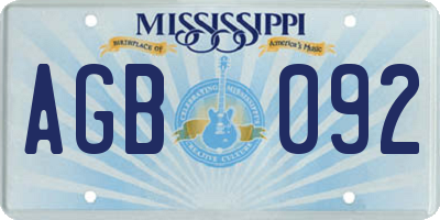 MS license plate AGB092
