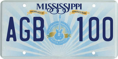 MS license plate AGB100