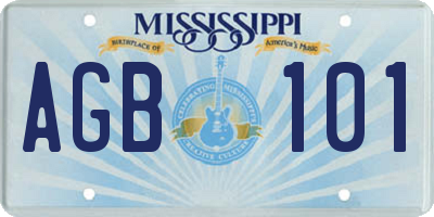 MS license plate AGB101