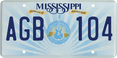 MS license plate AGB104