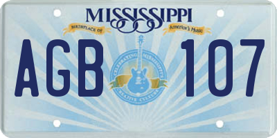 MS license plate AGB107