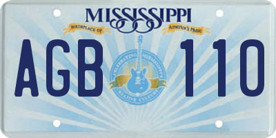 MS license plate AGB110