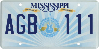 MS license plate AGB111