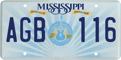 MS license plate AGB116