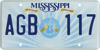 MS license plate AGB117