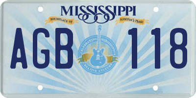 MS license plate AGB118