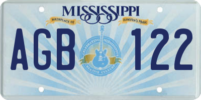 MS license plate AGB122