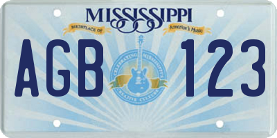 MS license plate AGB123