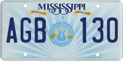 MS license plate AGB130