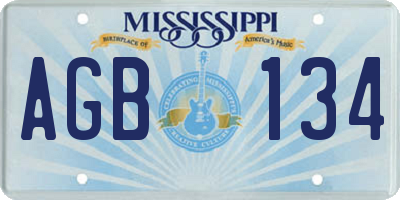 MS license plate AGB134