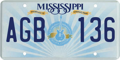 MS license plate AGB136