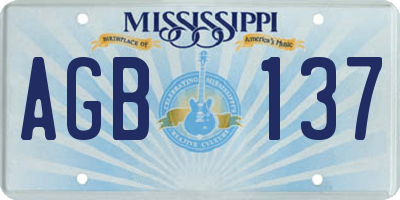 MS license plate AGB137