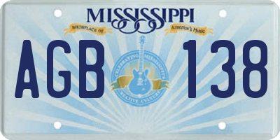 MS license plate AGB138