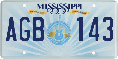 MS license plate AGB143